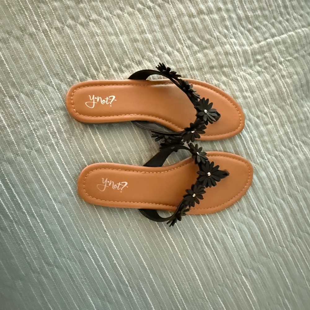Black Floral Women's Sandals